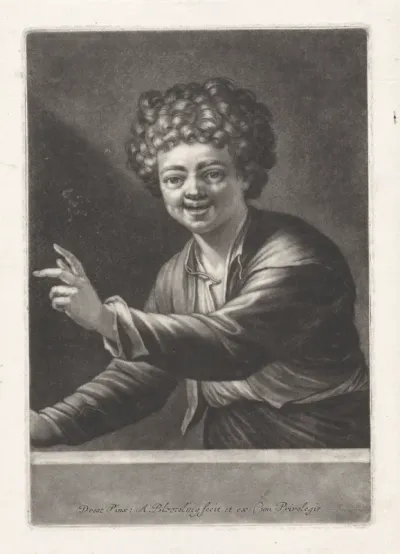 Lachende jongen met krullend haar