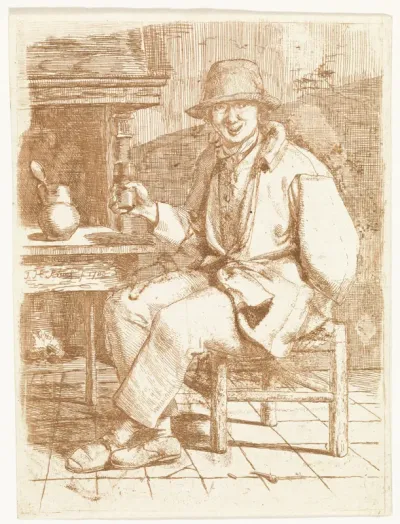 Lachende man met glas in de hand