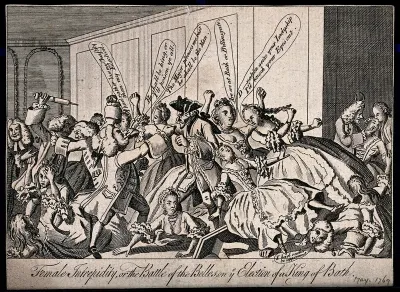 Ladies and gentlemen at Bath brawling over the election of the Master of ceremonies