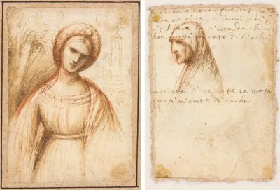 Lady in a Landscape (recto); Bust-Length Profile of an Old Woman (verso)