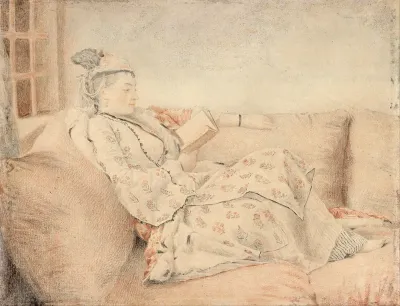Lady in Turkish dress, reading