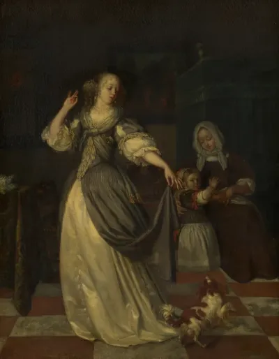 Lady Playing with a Dog