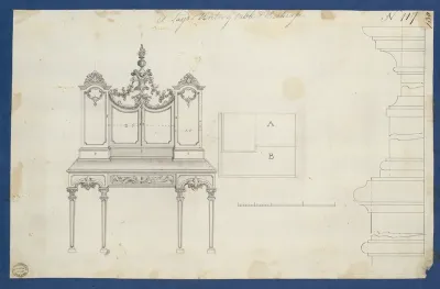 Lady's Writing Table and Bookcase, from Chippendale Drawings, Vol. II