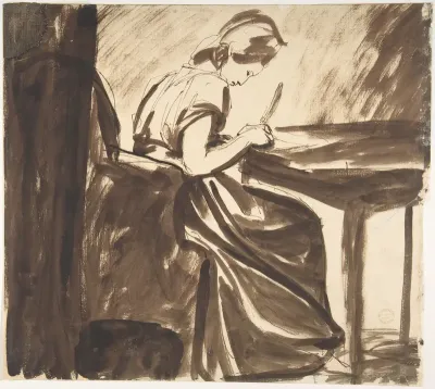 Lady Seated at a Table (recto); Dancing Figures (verso)