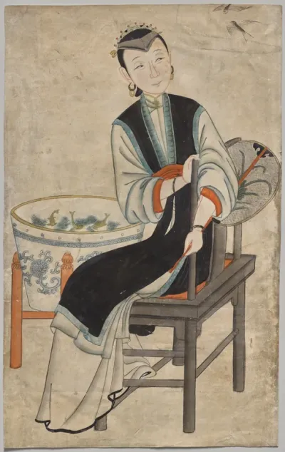 Lady watching a swallow