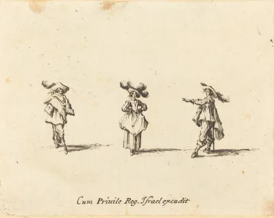 Lady with Large Plumes, and Two Gentlemen