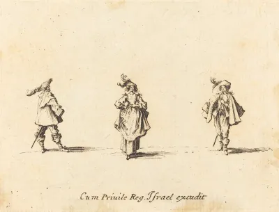 Lady with Plumes, and Two Gentlemen