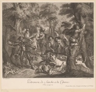 Lafheid van Sancho Panza bij de jacht