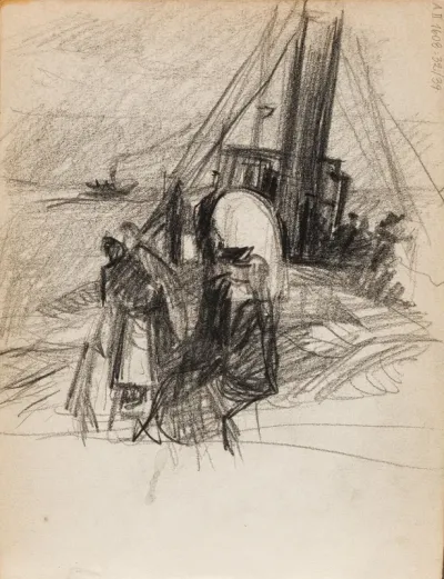 Laivan kannella, luonnos