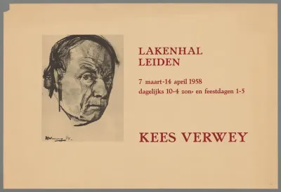 Lakenhal Leiden 7 maart - 14 april 1958. Dagelijlks 10-4 zon- en feestdagen 1-5 Kees Verwey.