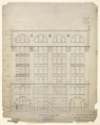 Lakeside Press Building, Chicago, Illinois, Front Elevation