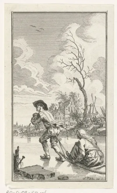 Lambert Melisz. vlucht met zijn moeder in een slee over het ijs, 1574