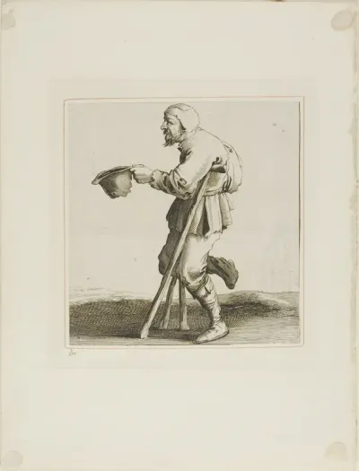 Lame Beggar Asking for Alms, from T is al verwart-gaern (It's already confusing)