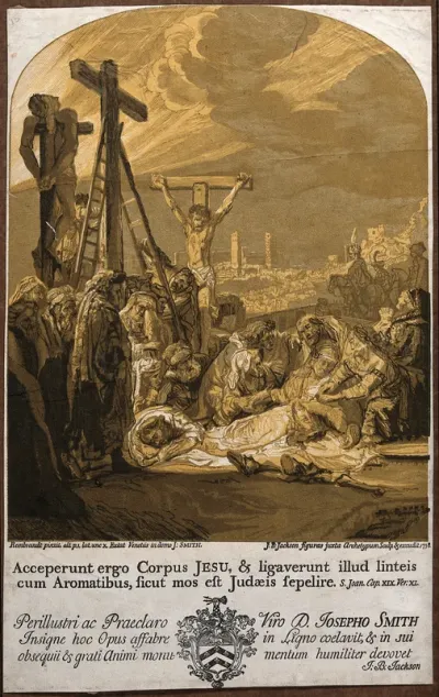 Lamentation over the dead Christ on the mount of Golgotha