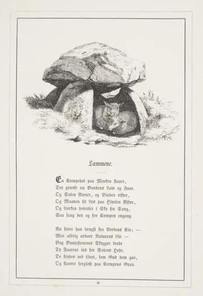Lammene. Illustration til H.V. Kaalund, "Fabler for Børn"