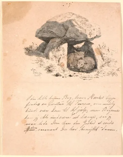 Lammene. Illustration til Kaalunds "Fabler for Børn". Se kommentar fra arkkatalog.