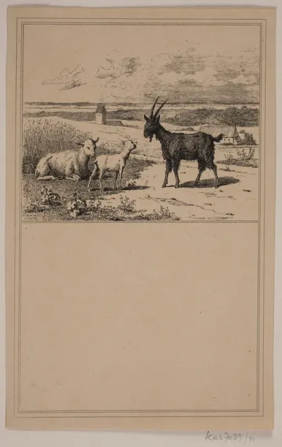 Lammet og bukken. Nr. 10 i Chr. Winther og M. Rørbye, "25 Billeder for små børn"