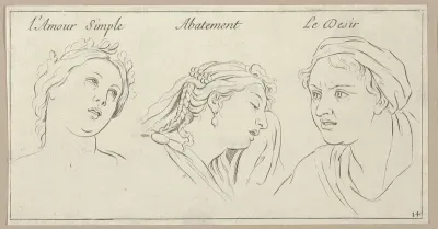 l'Amour simple, Abattement, Le Desir, from "Caractères des passions, gravés sur les desseins de l'illustre Monsieur le Brun"