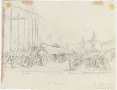 Lançamento do Encouraçado Sete de Setembro no Arsenal da Marinha, Rio de Janeiro, em 16 de maio de 1874