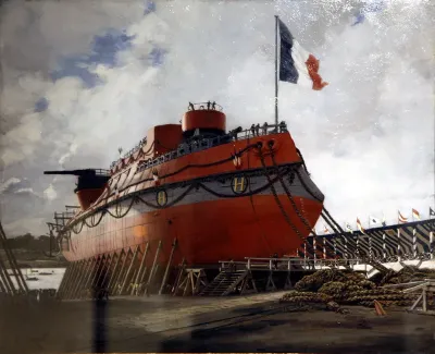 Lancement du cuirassé Hoche à Lorient en 1886