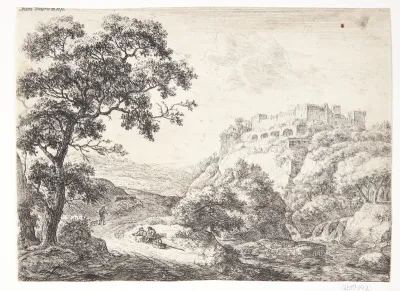 Landevej med en vejfarende, der gør holdt