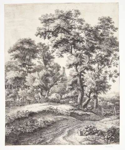 Landevej med familie, der gør holdt