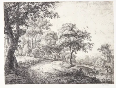 Landevej, t.h. to figurer, der krydser en bæk