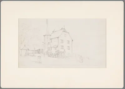 Landhuis in de buurt van het Lac Léman, met op de voorgrond enige figuren
