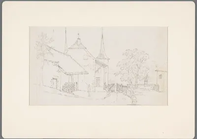 Landhuis in de buurt van het Lac Léman, van de andere zijde van het hek te zien