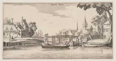 Landing-Stage in a Village, from Landscapes (Playsante Lantschappen)