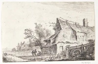 Landsby med en vandmølle