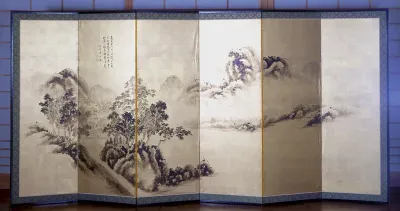 Landscape after Mi Fei (recto), Bamboo and Sparrows (verso)