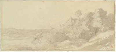 Landscape along a Riverbank with a Figure