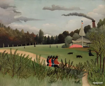 Landscape and Four Young Girls (Paysage et quatre jeunes filles)