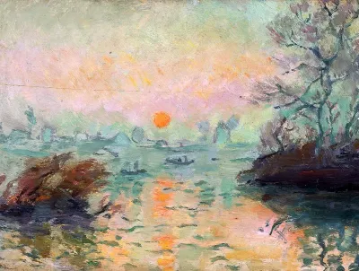 Landscape at sunset.