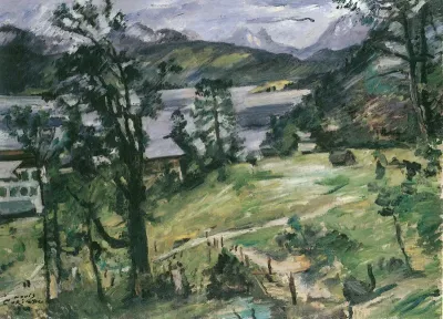 Landscape at the Walchensee with larch