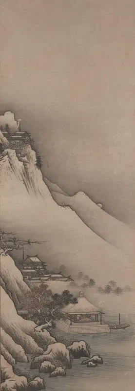Landscape of Winter and Spring, from a triptych of Bodhidharma and Landscapes of the Four Seaons