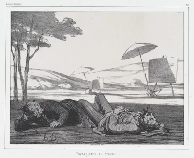 Landscape painters at work, published in Souvenirs d'Artistes