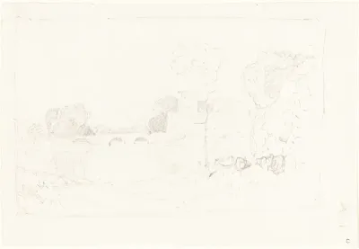 Landscape Sketch with Bridge and Castle