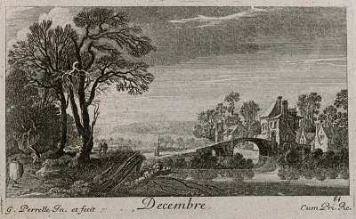 Landscape with a bridge; representing December