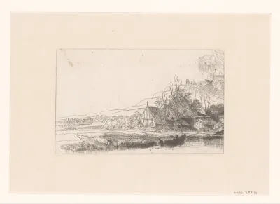 Landscape with a cow drinking