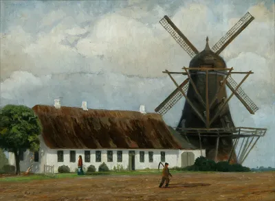 Landscape with a Dutch windmill.