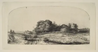 Landscape with a Hay Barn and a Flock of Sheep