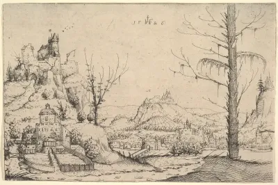 Landscape with a High Rock and a Castle at Left