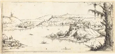 Landscape with a Large Lake at Center