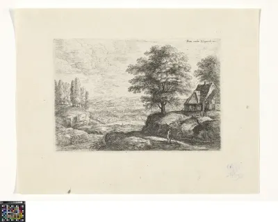 Landscape with a man carrying a staff