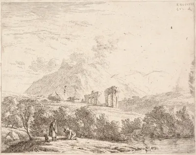 Landscape with a Man Tying His Shoe