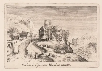 Landscape with a Path up a Mountain through a Village, from Topographia Variarum Regionum