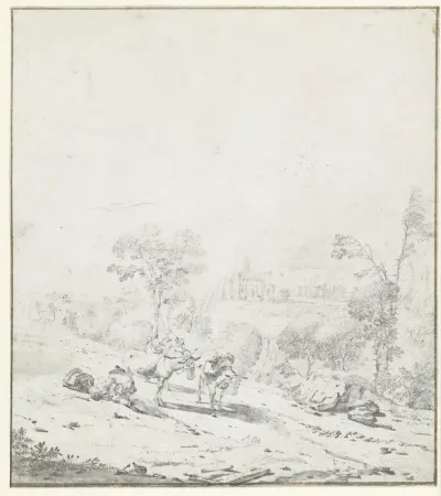 Landscape with a Resting Traveller and Mules