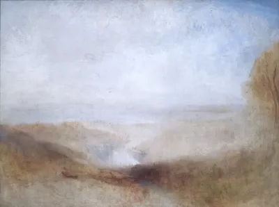 Landscape with a river and a bay in the background
